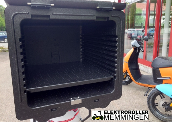 HORWIN EK1 DS Elektroroller mit 45 km/h in Weiß mit optionaler Enviado 100 Liter Thermobox